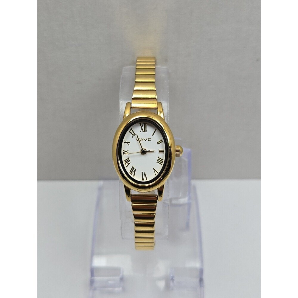 VAVC Womens Goldtone Oval Roman Numeral Expansion Quartz Dress Watch New Battery